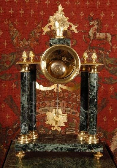 fig 4. **** SOLD **** Marble and Ormolu Portico Boudoir Clock ~ French - Circa 1890 ~